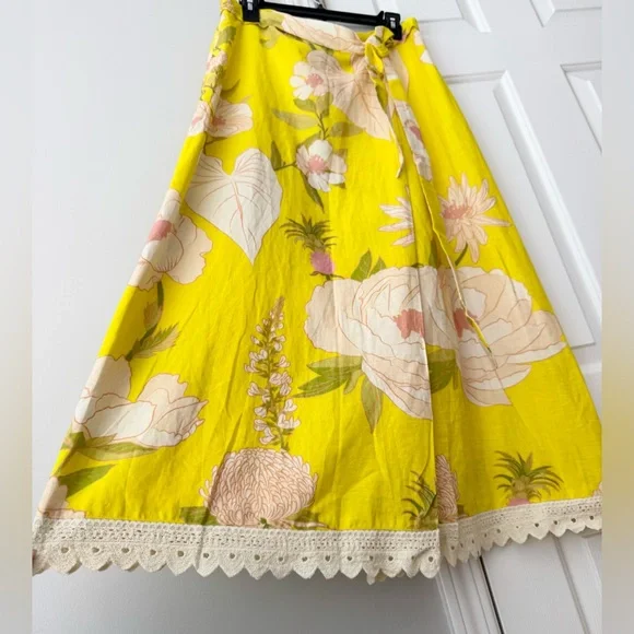 Farm Rio Garden Linen Blend Wrap Skirt, Size L - Picture 7 of 14